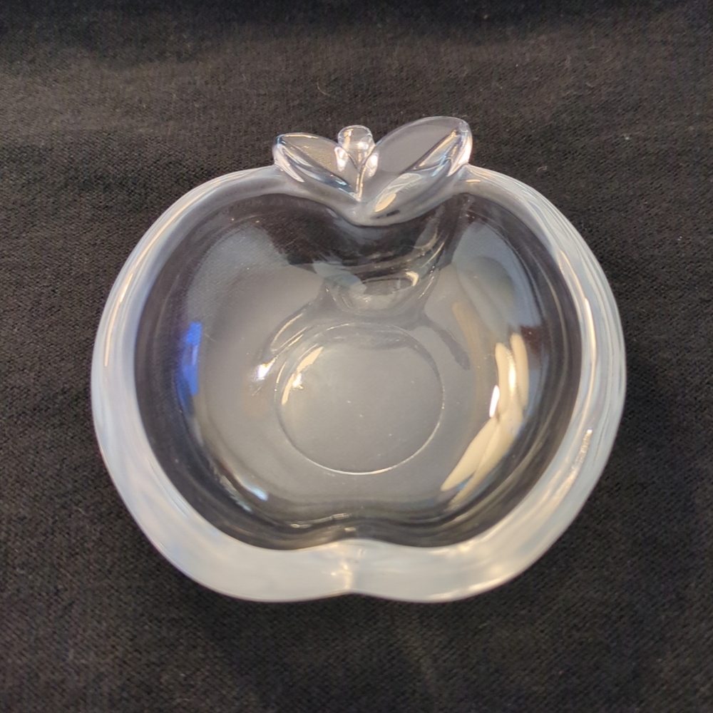 Apple Shape Dish Bowl Art Glass Clear